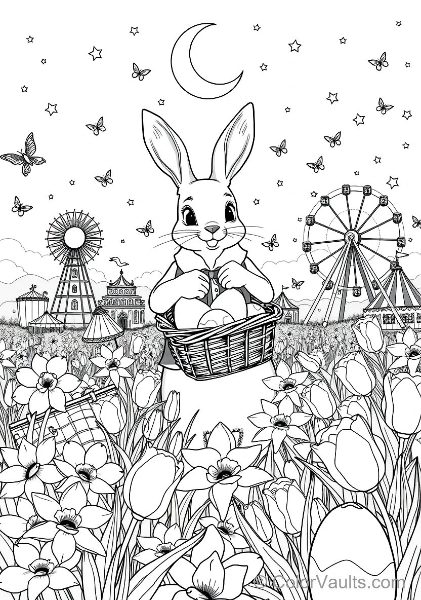 Easter Bunny in a Waistcoat Carrying a Wicker Basket (Scene 35)