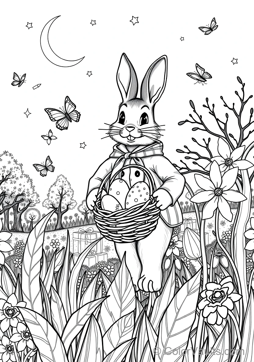Easter Bunny in a Waistcoat Carrying a Wicker Basket (Scene 36)