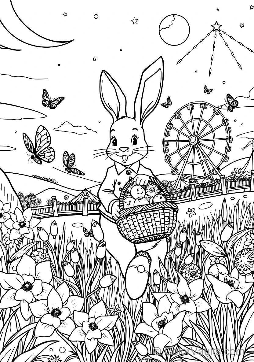 Easter Bunny in a Waistcoat Carrying a Wicker Basket (Scene 38)
