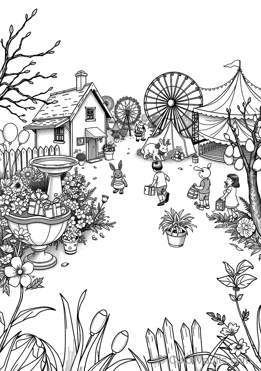 Children Having an Easter Egg Hunt Searching Behind (Scene 40)