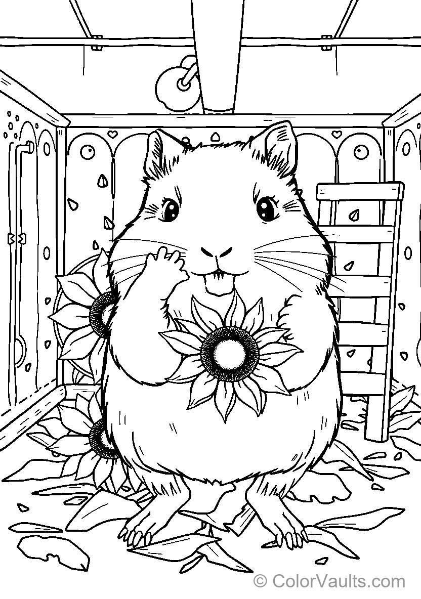 Hamster With Sunflowers