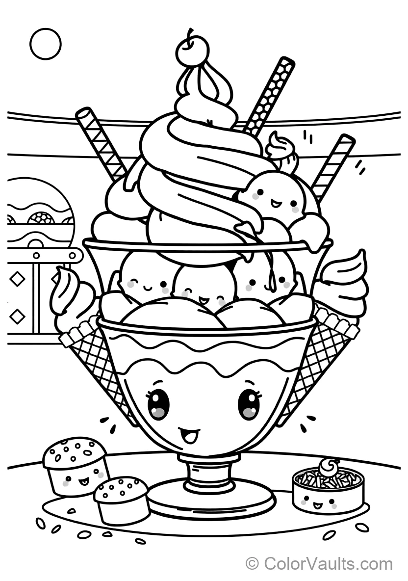 Süßer Kawaii Food & Sushi coloring page 3