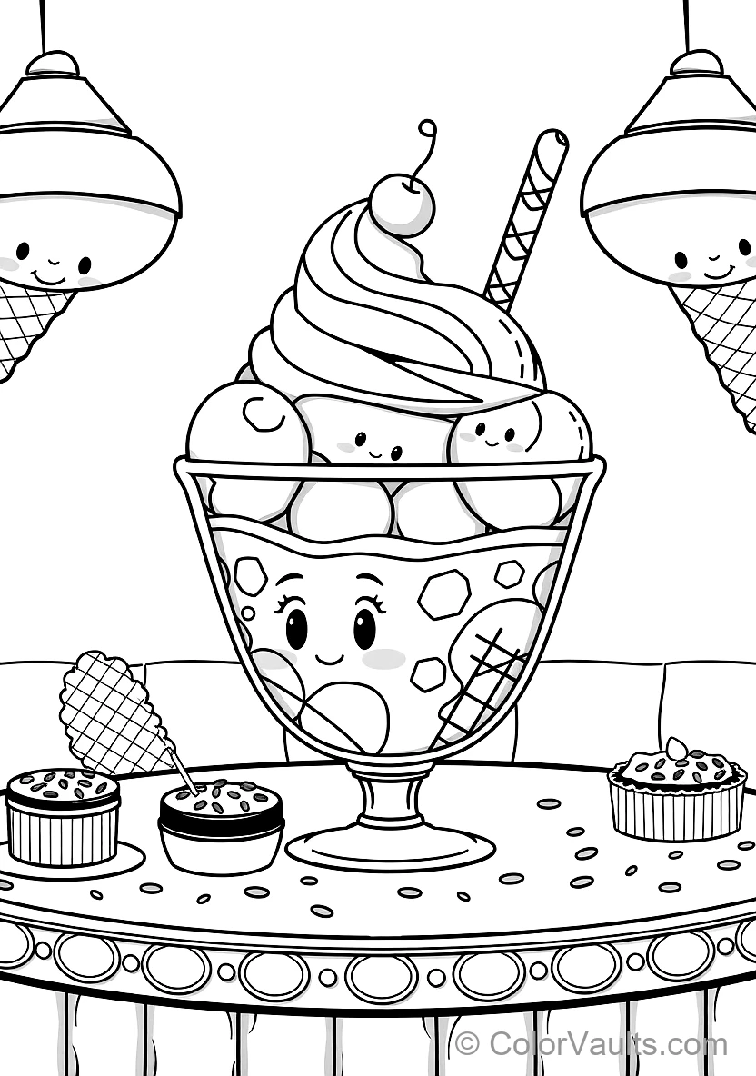 Kawaii Ice Cream Cone mit Triple Cheerful Scoops (2)