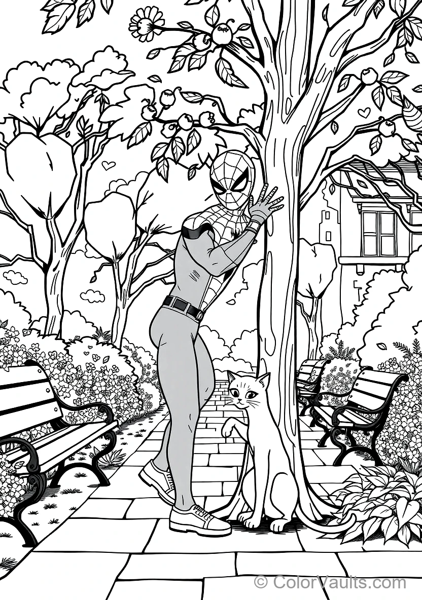 Spider-man Helping a Friendly Cat Down from a Tree (Scene 6)