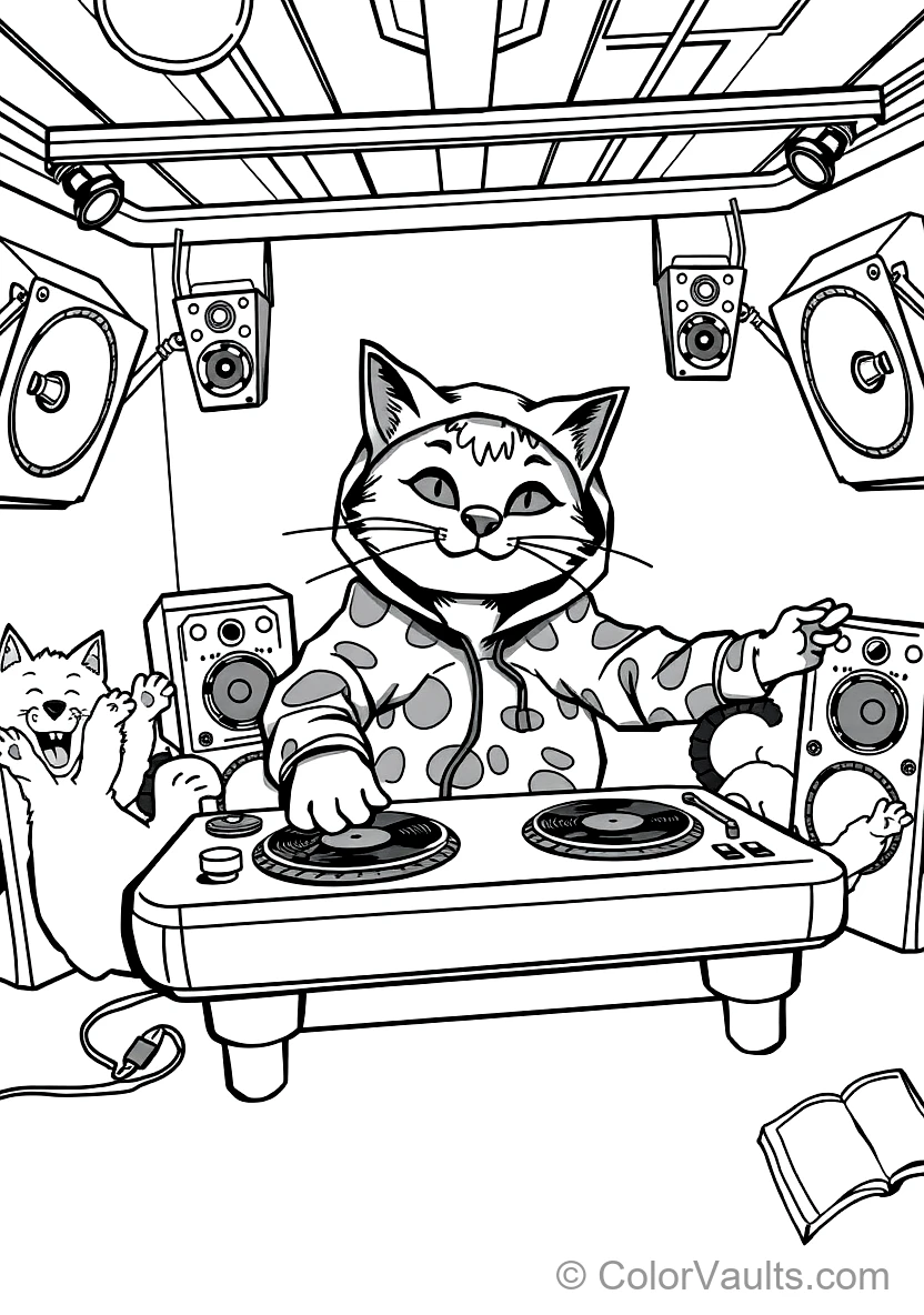 Dj Catnip Spinning Vinyl Records with His Extendable