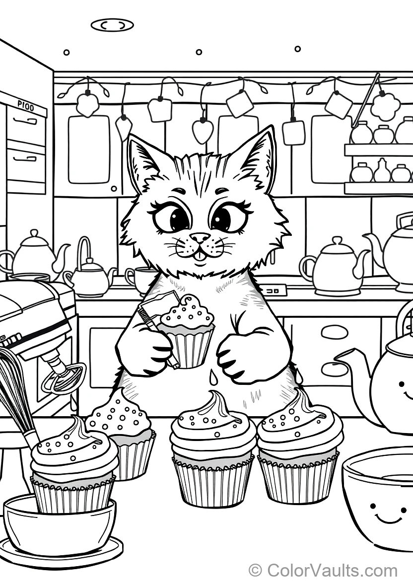 Cakey Cat the Sweet Cupcake Cat Decorating Miniature