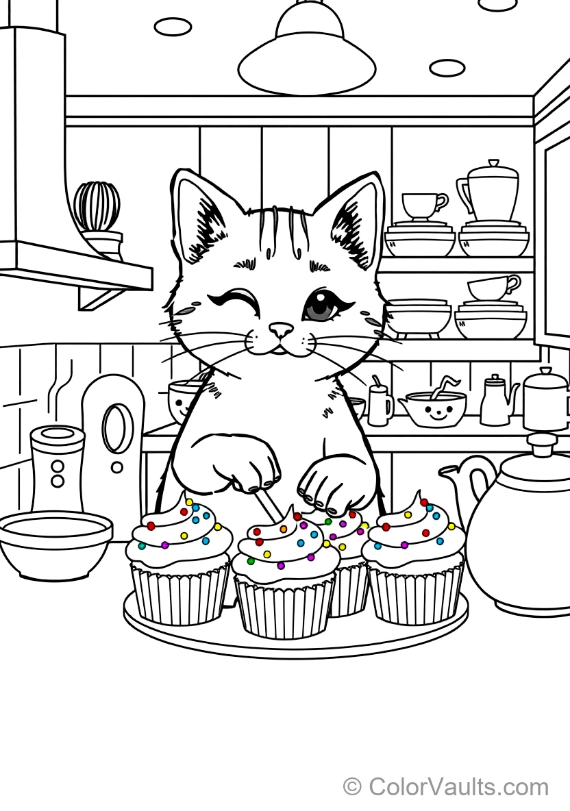 Cakey Cat the Sweet Cupcake Cat Decorating Miniature (Scene 2)