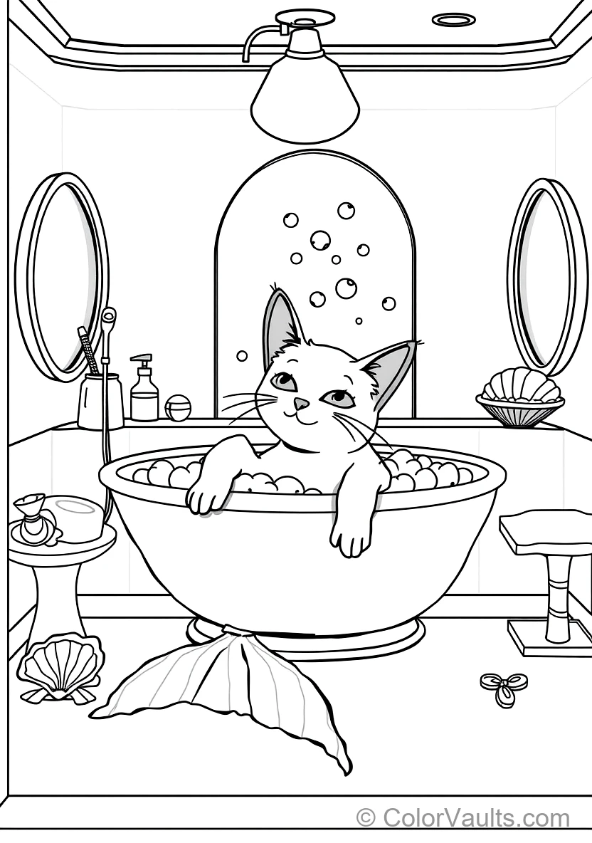Mercat the Mermaid-cat Soaking dans le Sparkling Bubble