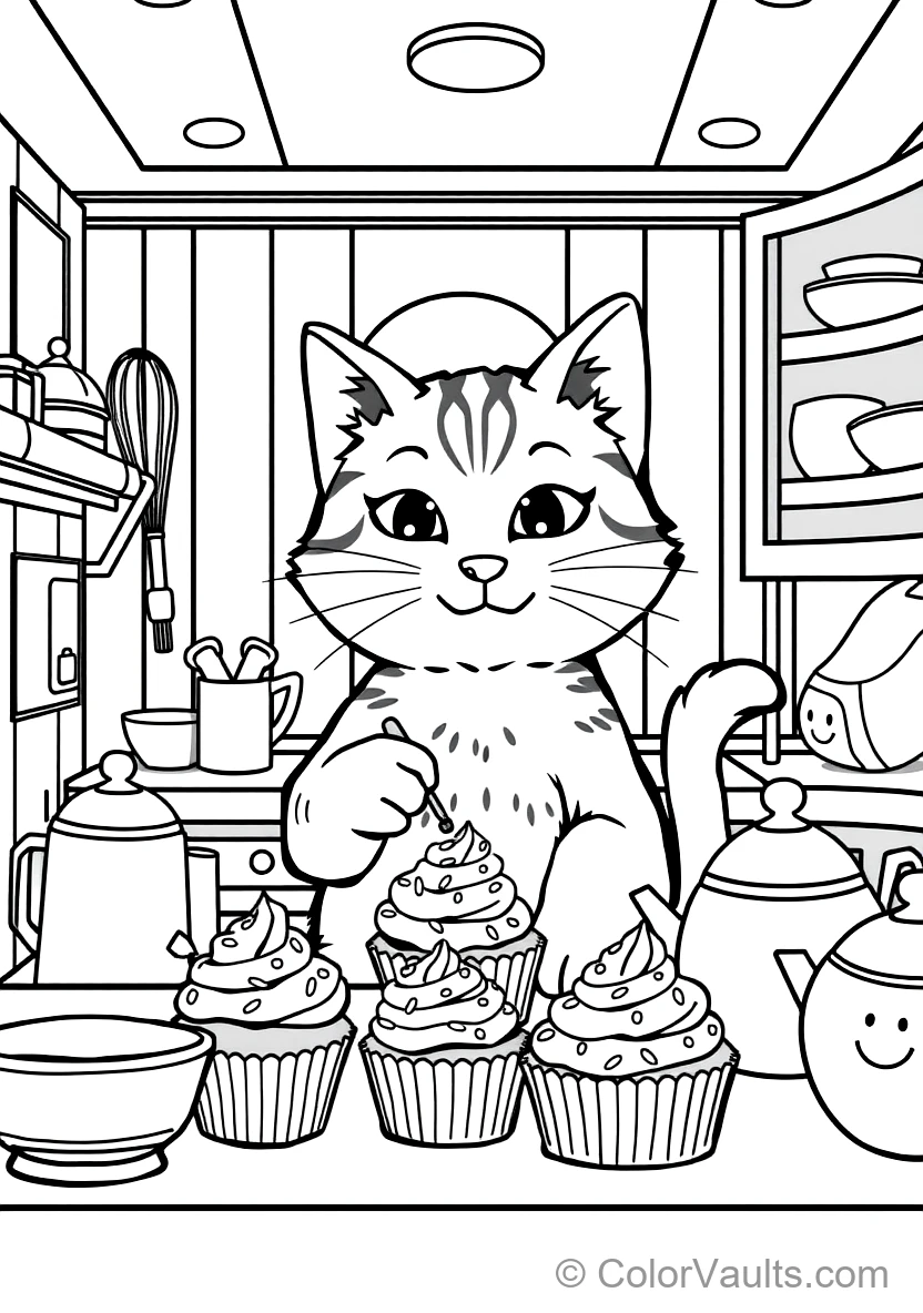 Cakey Cat the Sweet Cupcake Cat Decorating Miniature (Scene 3)