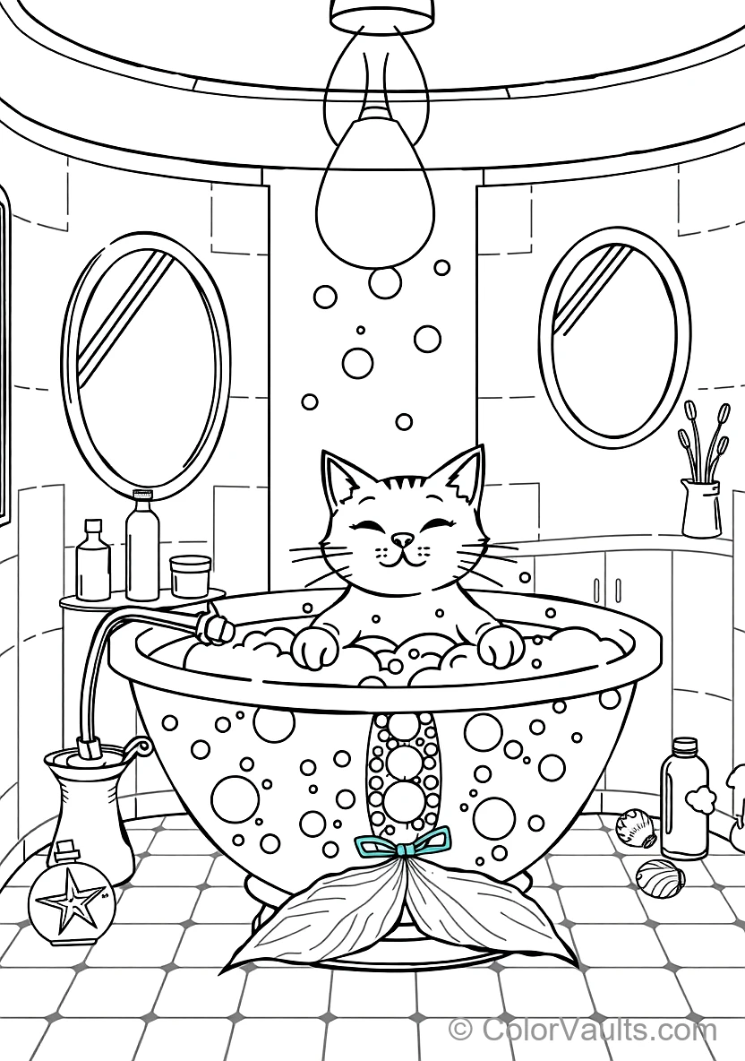 Mercat the Mermaid-cat Soaking in the Sparkling Bubble (Scene 3)