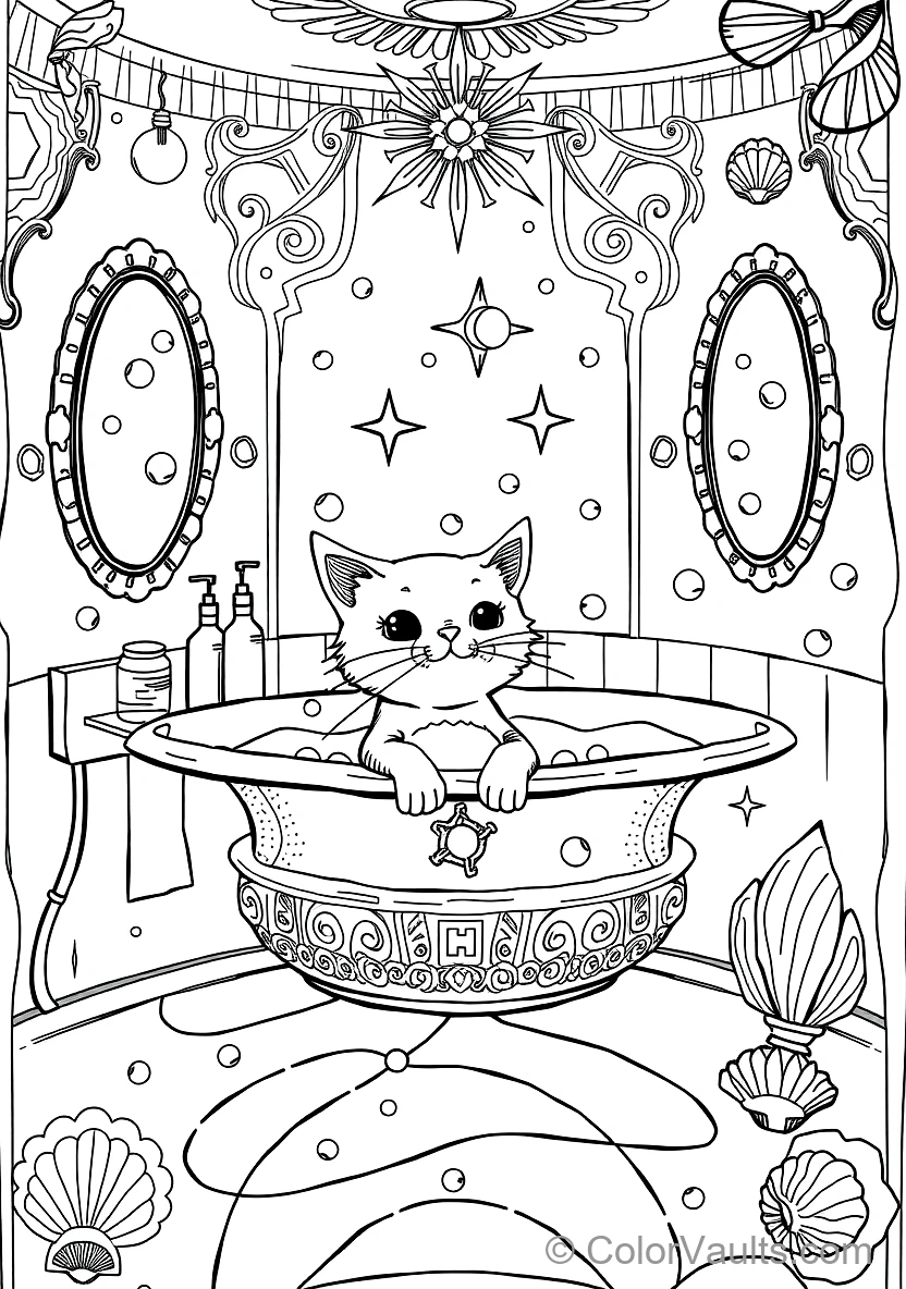 Mercat the Mermaid-cat Soaking im Sparkling Bubble (Scene 5)
