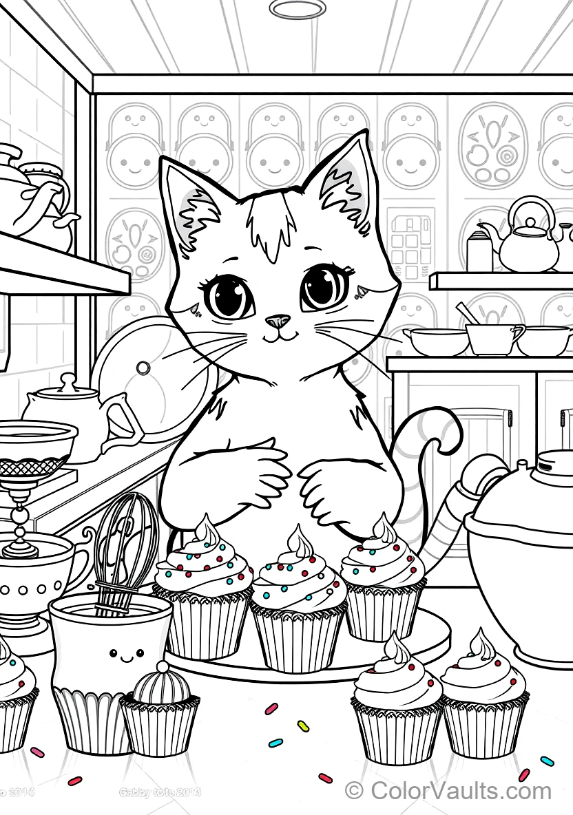 Cakey Cat the Sweet Cupcake Cat Decorating Miniature (Scene 4)