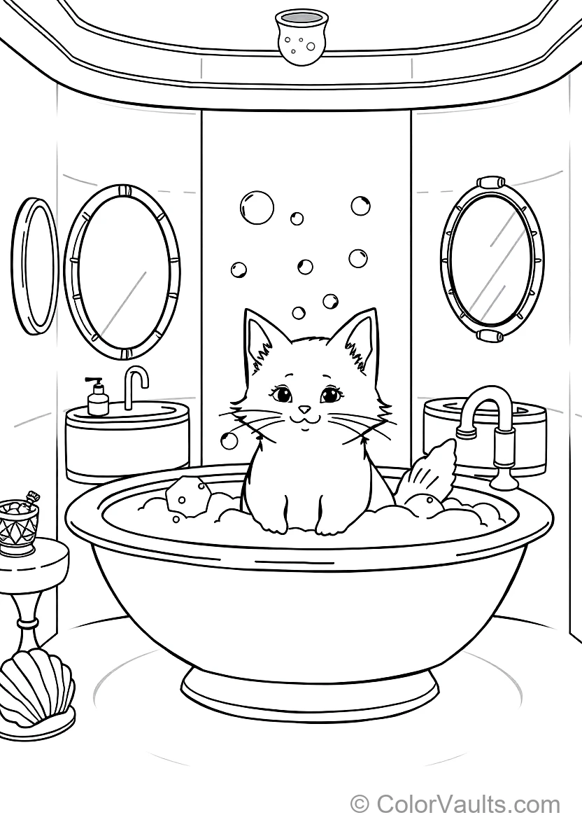 Mercat the Mermaid-cat Soaking im Sparkling Bubble (Scene 8)
