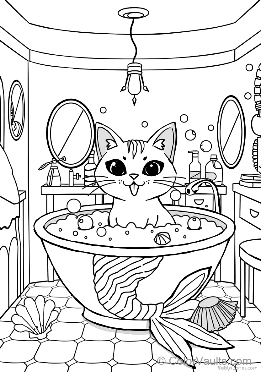 Mercat the Mermaid-cat Soaking in the Sparkling Bubble (Scene 9)