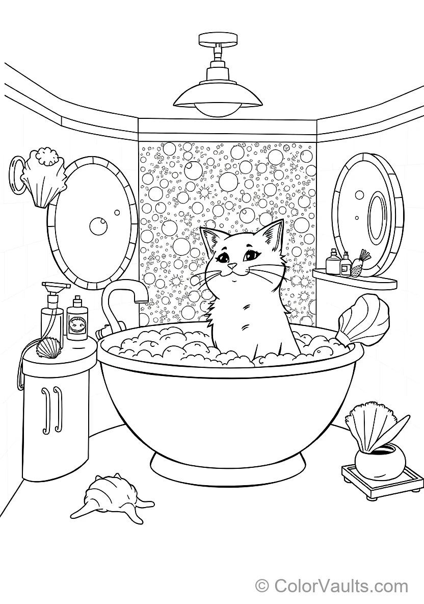Mercat the Mermaid-cat Soaking dans le Sparkling Bubble (Scene 10)