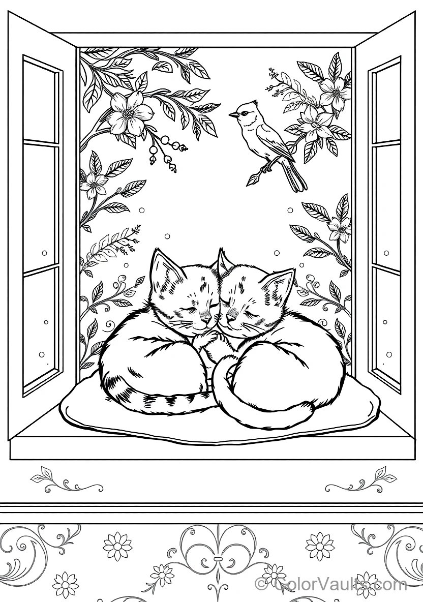 Two Sleepy Kittens Napping Peacefully Curled Together (Scene 3)