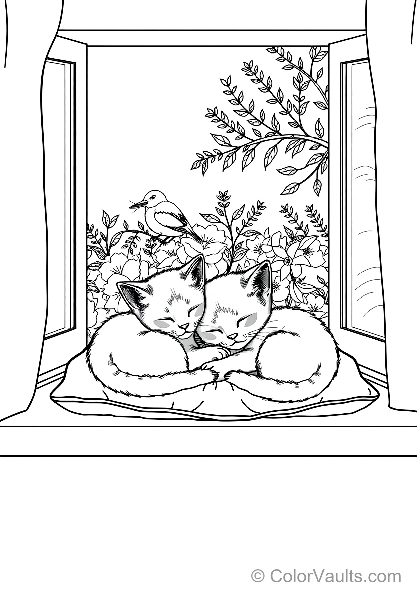 Two Sleepy Kittens Napping Peacefully Curled Together (Scene 5)