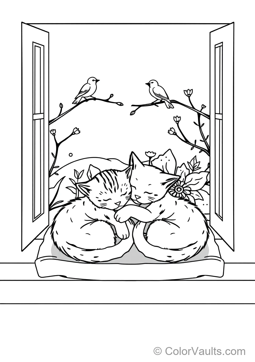 Two Sleepy Kittens Napping Peacefully Curled Together (Scene 8)