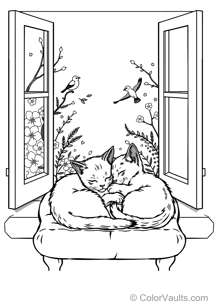 Two Sleepy Kittens Napping Peacefully Curled Together (Scene 10)