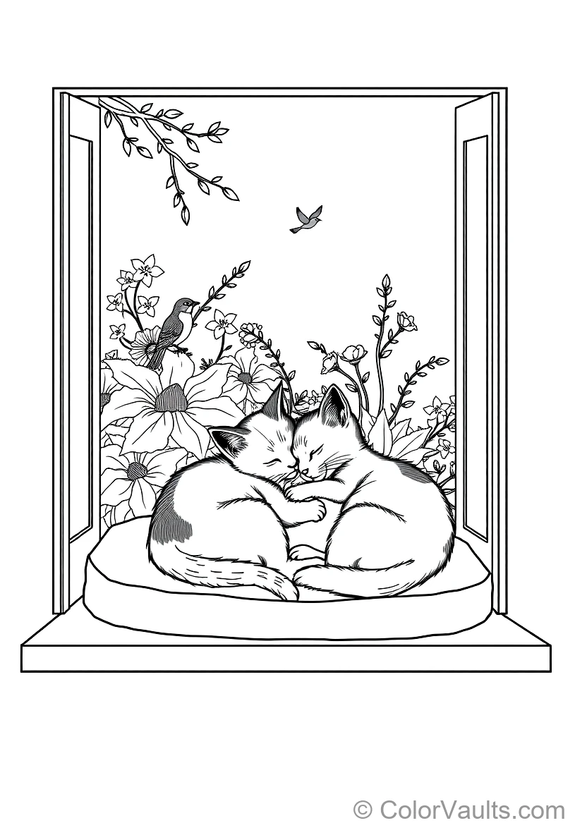Two Sleepy Kittens Napping Peacefully Curled Together (Scene 11)
