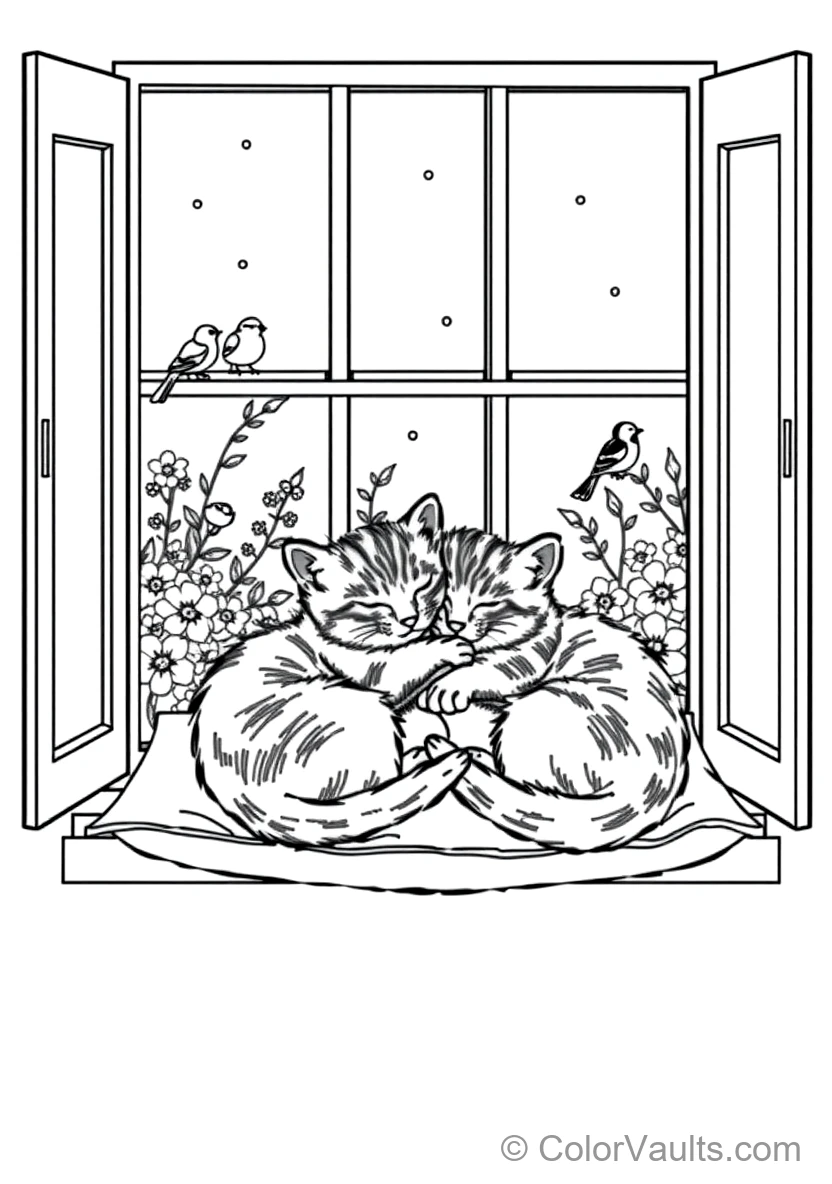 Two Sleepy Kittens Napping Peacefully Curled Together (Scene 12)