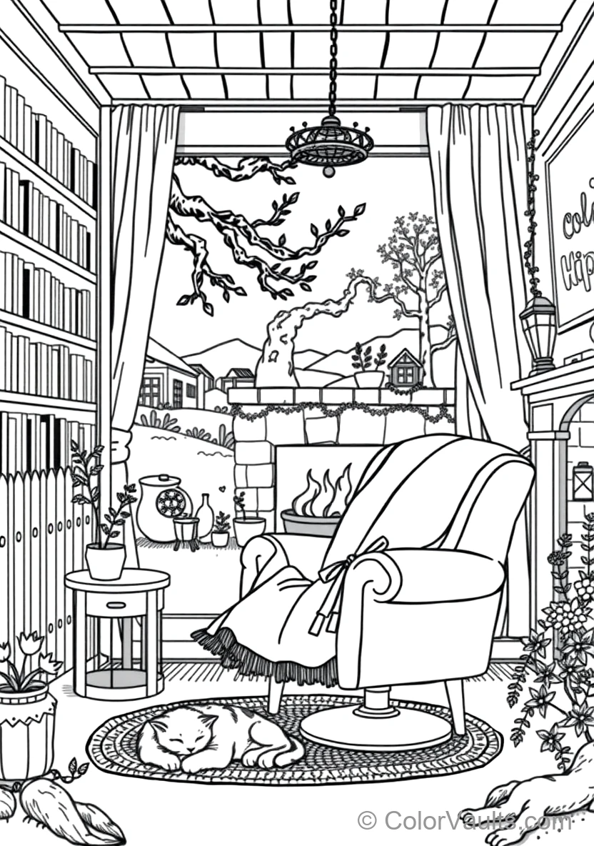 Cozy Reading Nook with Plush Armchair (Scene 2)