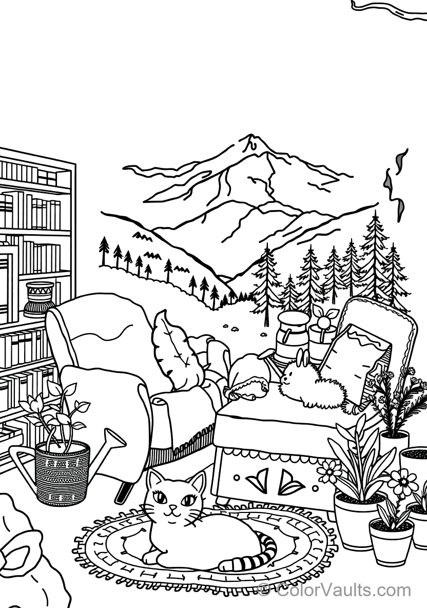 Cozy Reading Nook with Plush Armchair (Scene 6)