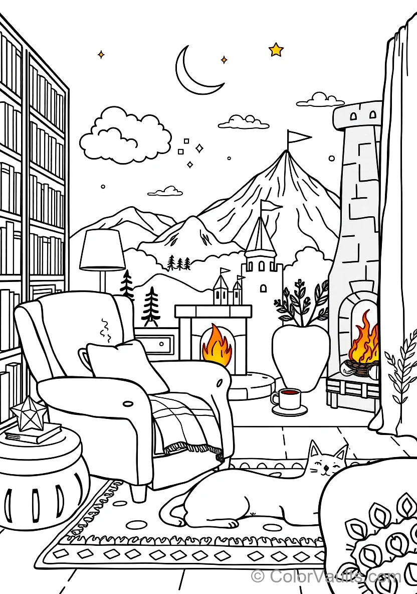 Cozy Reading Nook with Plush Armchair (Scene 18)