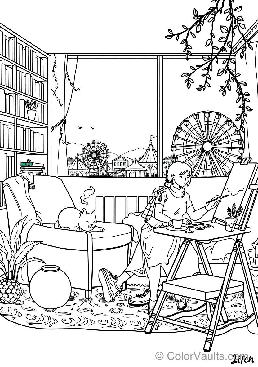Cozy Reading Nook with Plush Armchair (Scene 20)