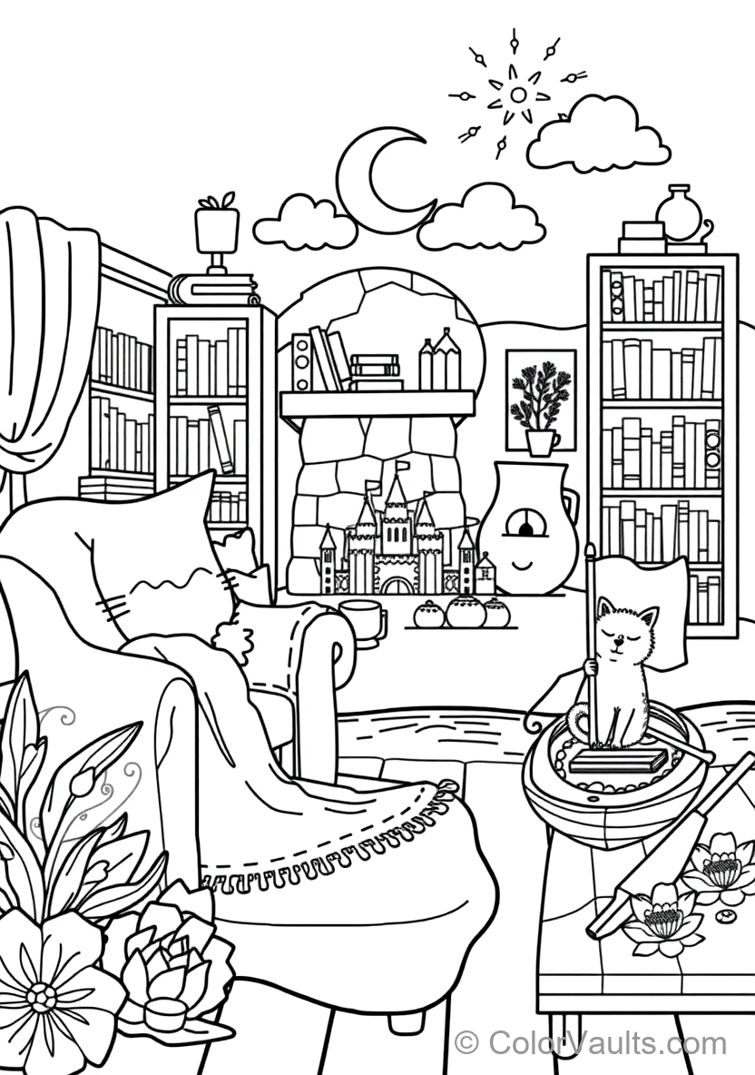 Cozy Reading Nook with Plush Armchair (Scene 34)