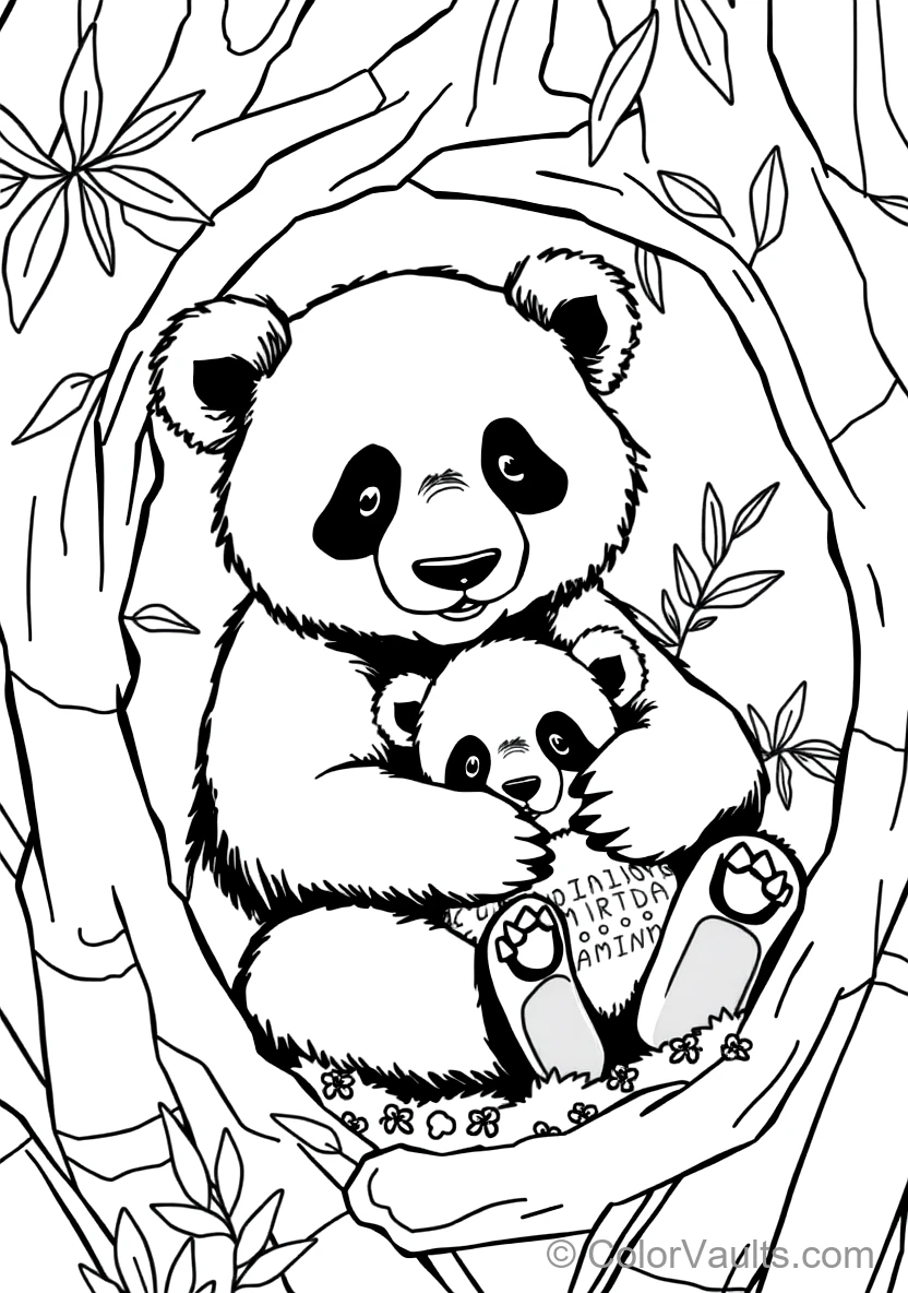 Mother Panda Gently Cradling Her Tiny Baby Cub in Her (Scene 3)