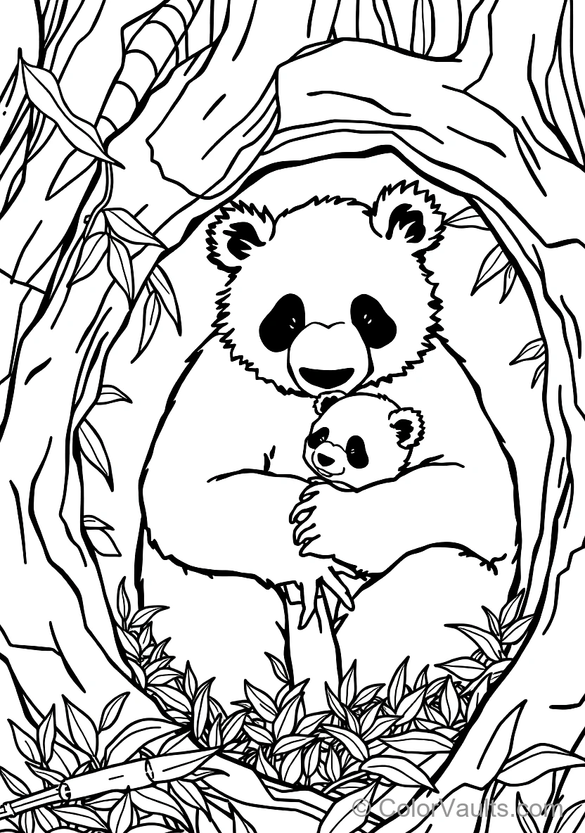 Mother Panda Gently Cradling Her Tiny Baby Cub in Her (Scene 5)