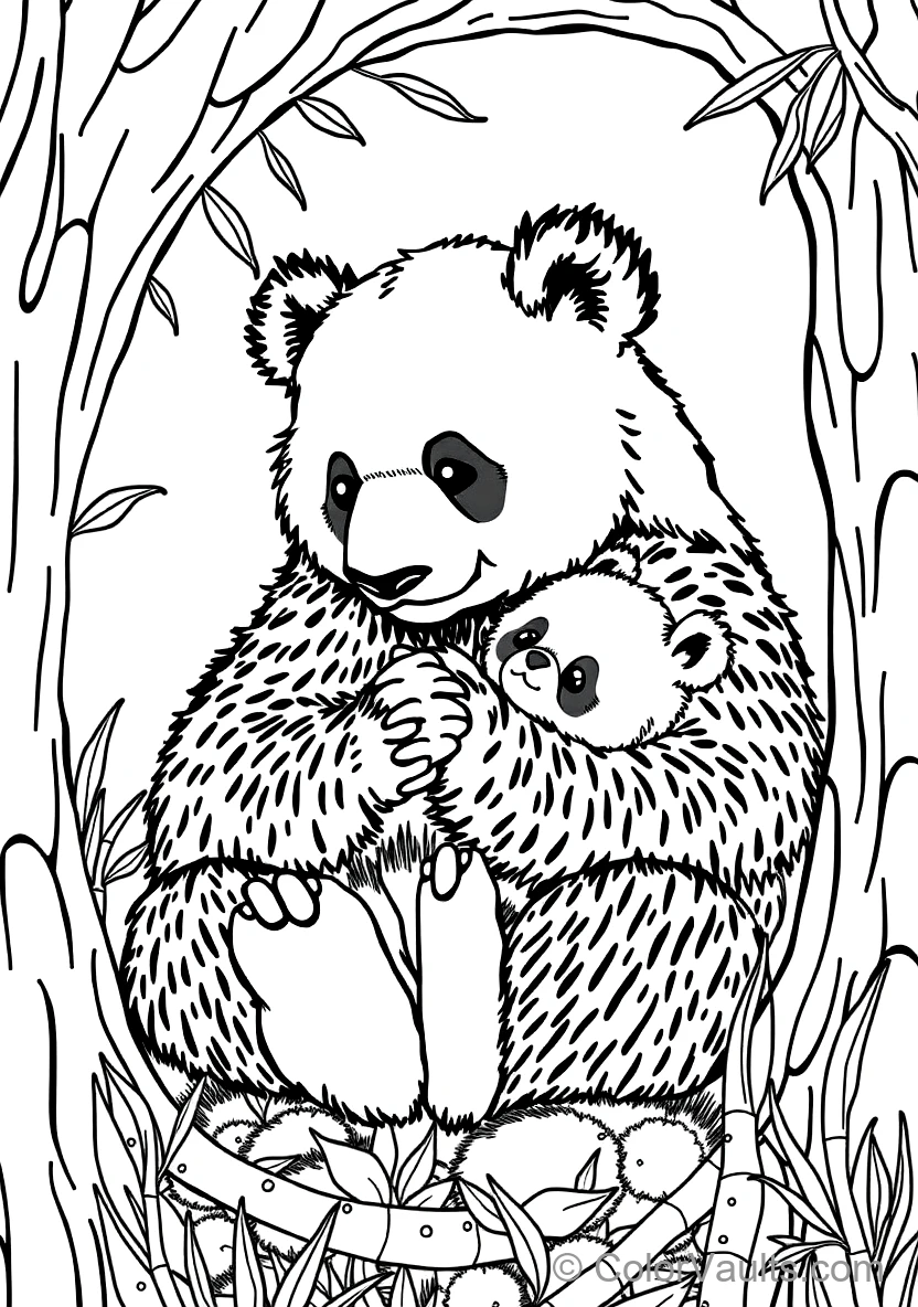 Mother Panda Gently Cradling Her Tiny Baby Cub in Her (Scene 7)