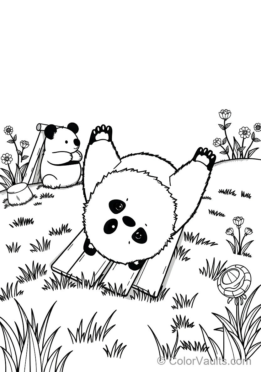 Playful Baby Panda Cub Rolling Somersaults Down a (Scene 6)