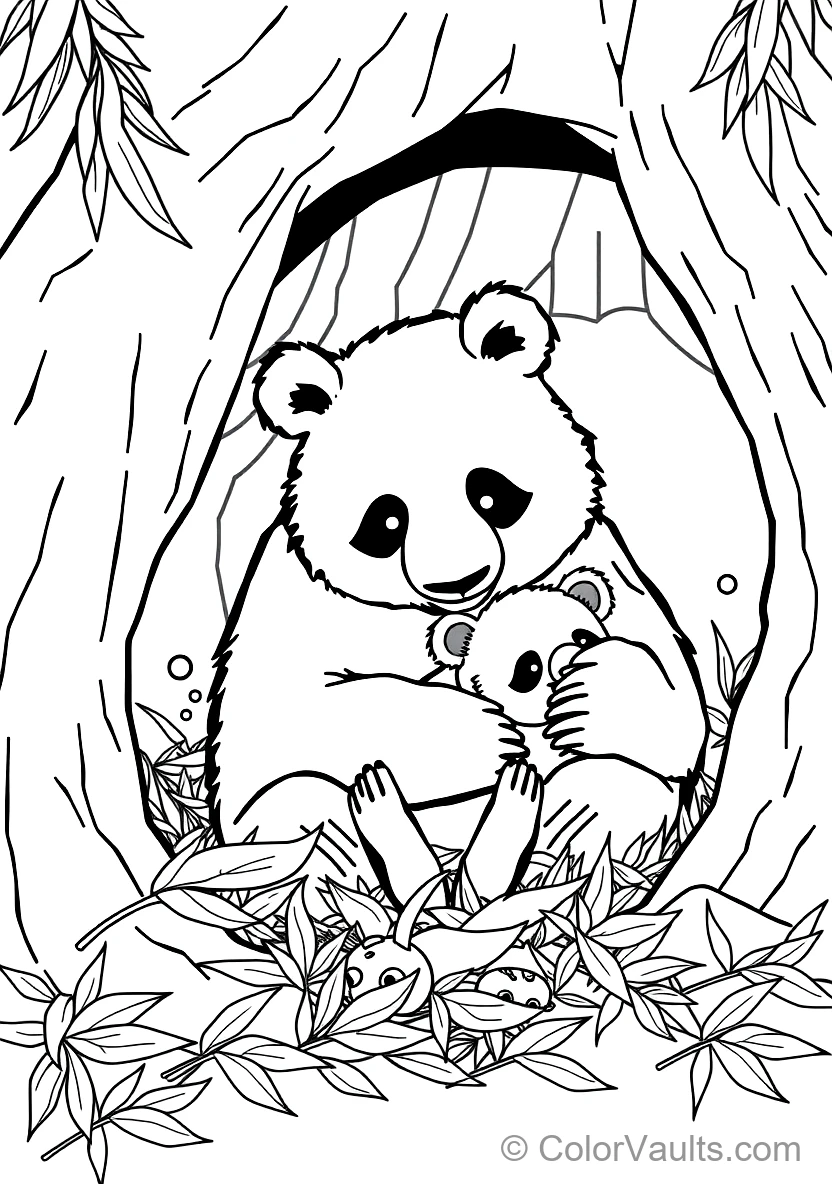 Mother Panda Gently Cradling Her Tiny Baby Cub in Her (Scene 8)