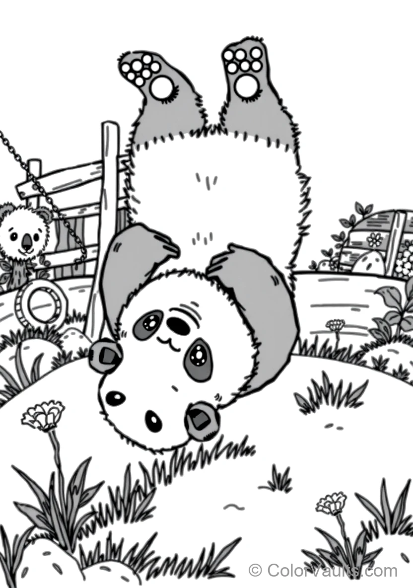 Playful Baby Panda Cub Rolling Somersaults Down a (Scene 7)