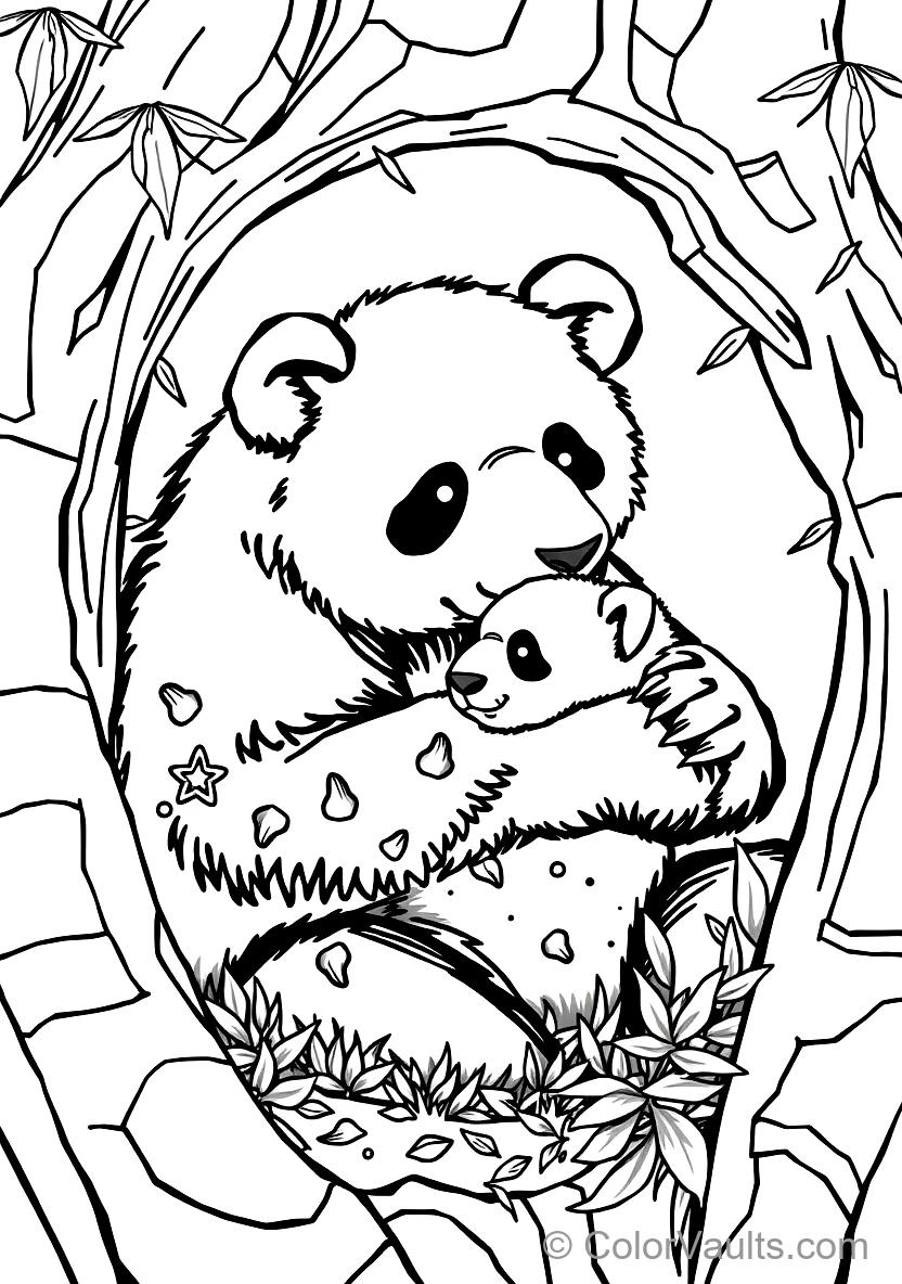 Mother Panda Gently Cradling Her Tiny Baby Cub in Her (Scene 9)