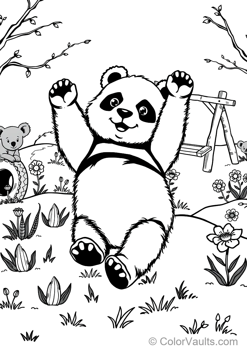 Playful Baby Panda Cub Rolling Somersaults Down a (Scene 8)