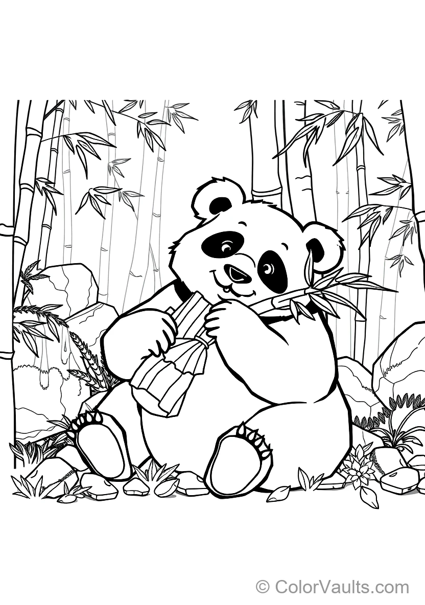 Giant Panda Sitting Happily on the Ground Munching (Scene 8)