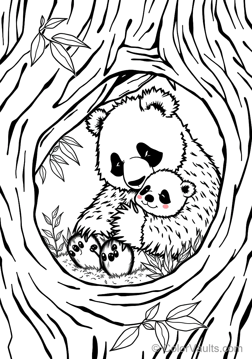 Mother Panda Gently Cradling Her Tiny Baby Cub in Her (Scene 10)