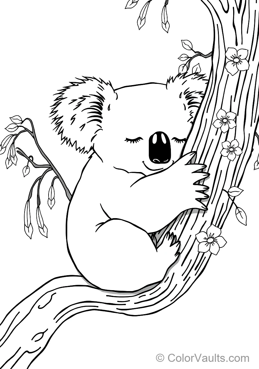 Cute Sleepy Koala Hugging a Thick Tree Branch Asleep (Scene 7)