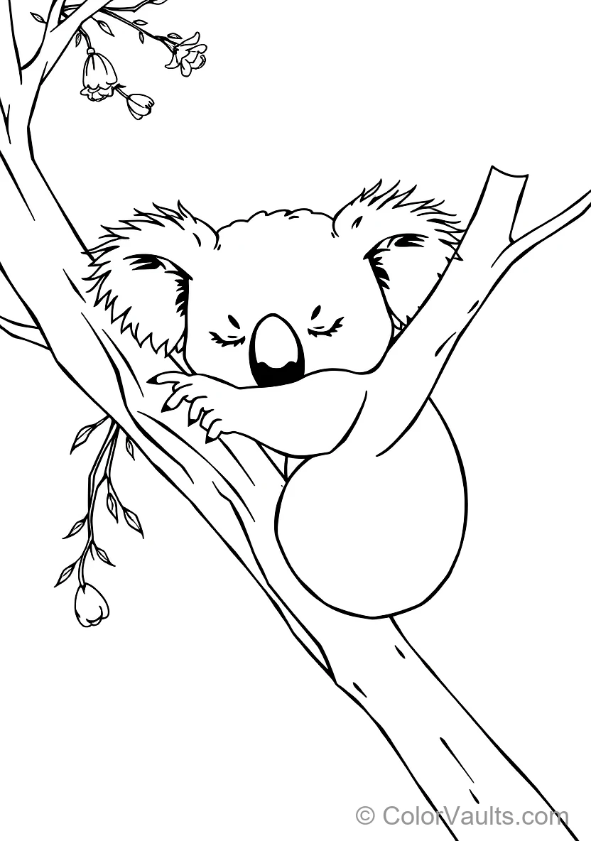 Cute Sleepy Koala Hugging a Thick Tree Branch Asleep (Scene 9)