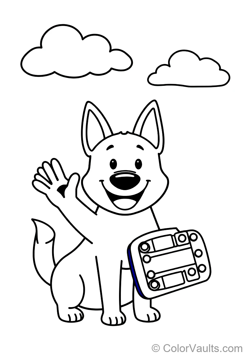 Bingo the Orange Heeler Dog Sister Waving with a Big