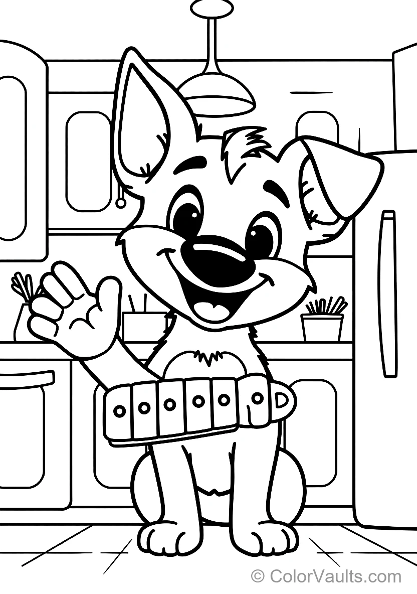 Bluey the Cartoon Blue Heeler Dog Puppy Waving with a