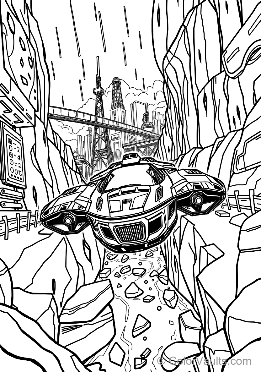 Futuristic Flying Hovercar Gliding Through Neon Skyline (2)