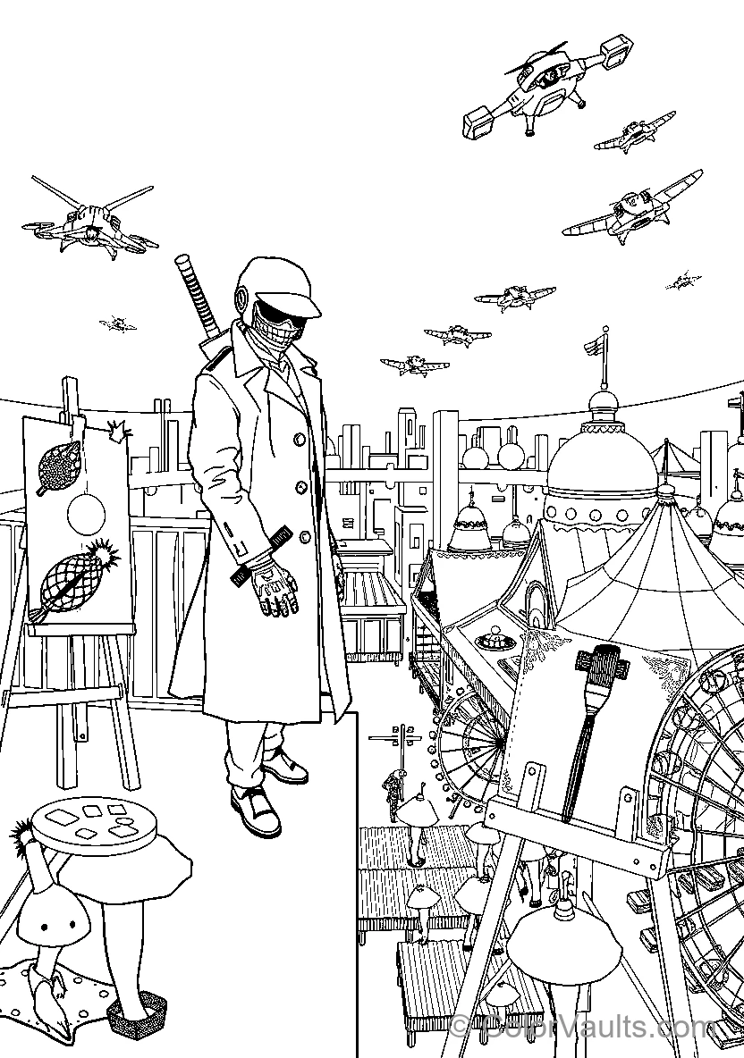 Cityscape avec Various Characters