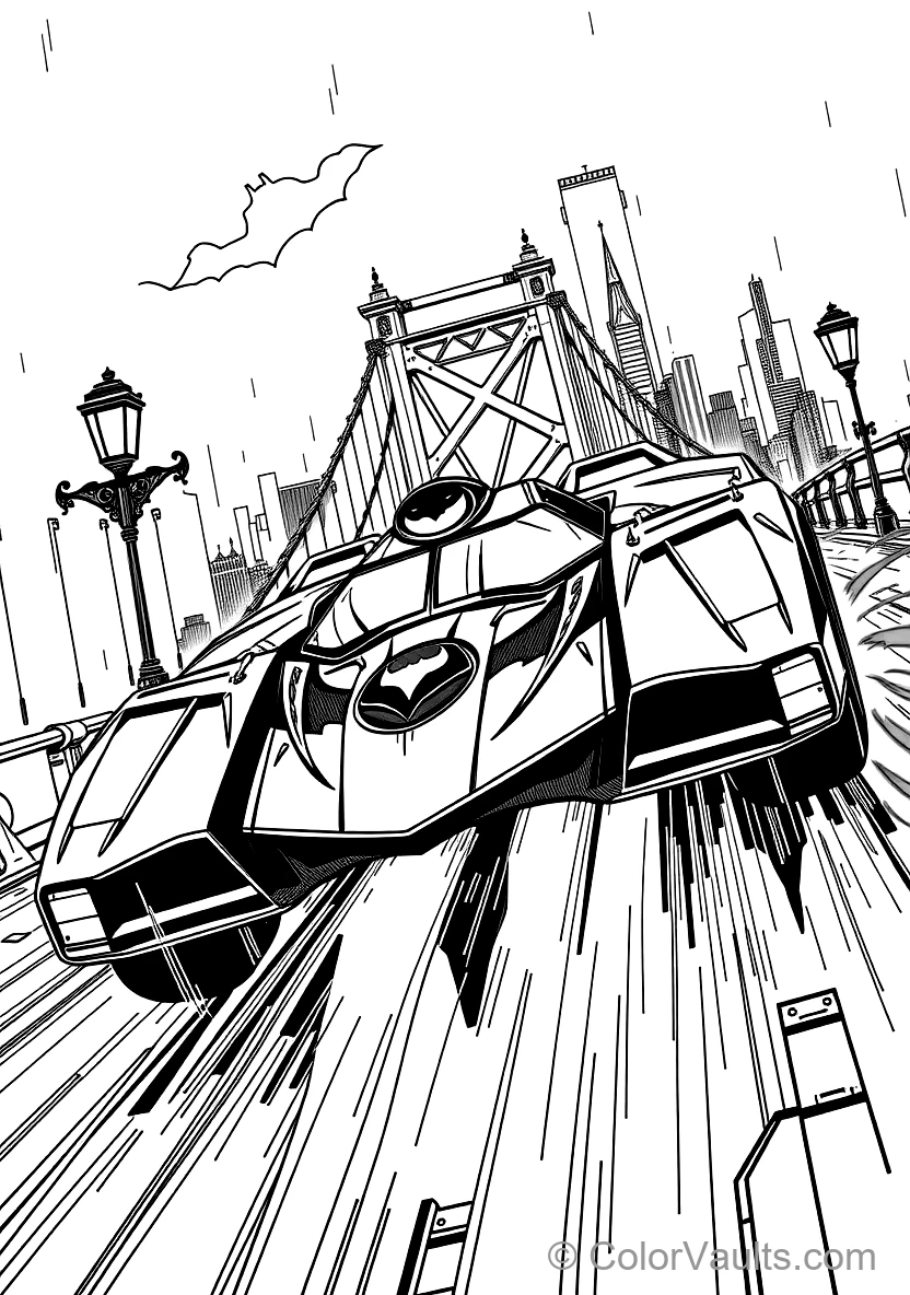 Armored High-tech Batmobile Zooming Down a (Scene 2)