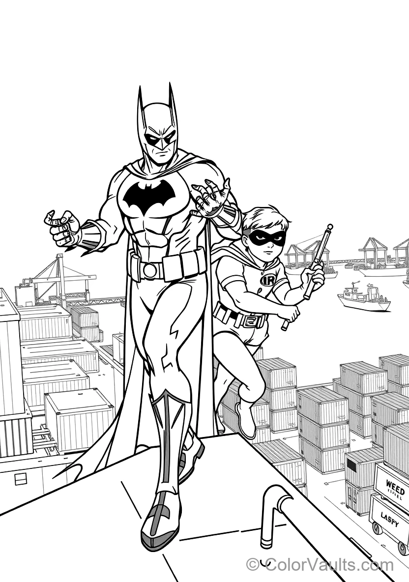 Batman and Robin in Dynamic Combat Stances on a Giant Lily Pad (Scene 5)