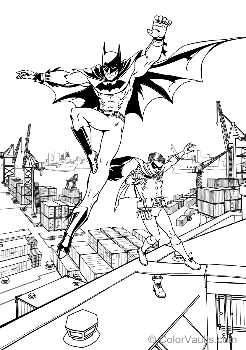 Batman and Robin in Dynamic Combat Stances on a Giant Lily Pad (Scene 8)