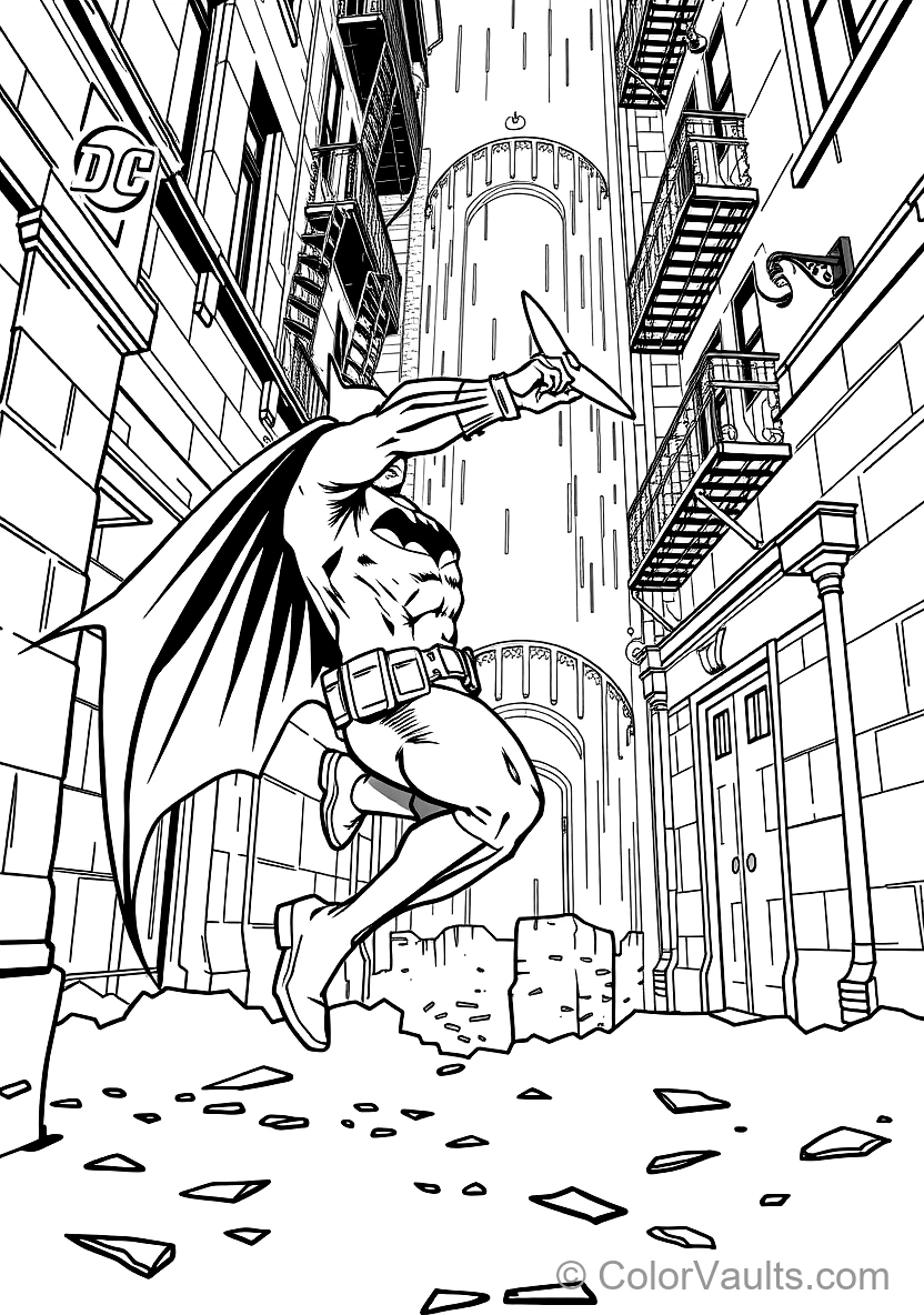 Batman Throwing a Batarang with Precision Aim Through (Scene 7)